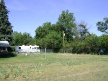 looking at the RV acrosss the backyard